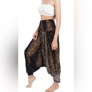Bohemian Black and Gold Women's Harem Pants